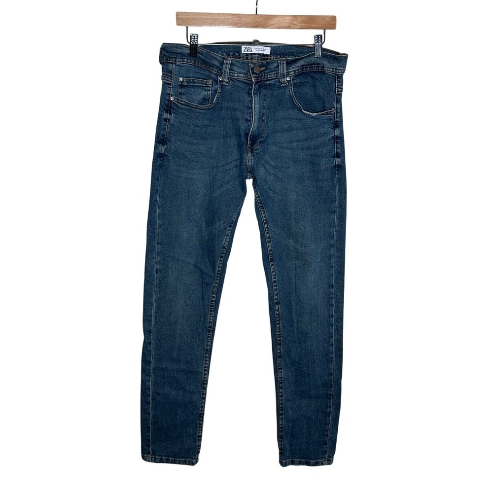 Zara Men's Slim Fit Five Pocket Jeans size 32 Dark Wash Blue Denim